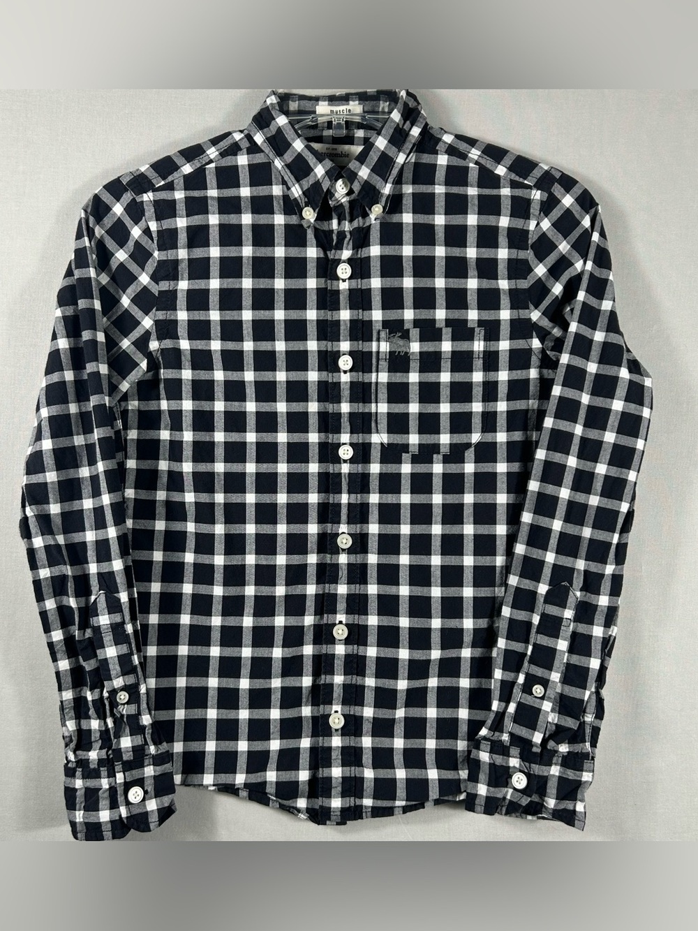 Abercrombie & Fitch Black and White Check Button-Down Shirt